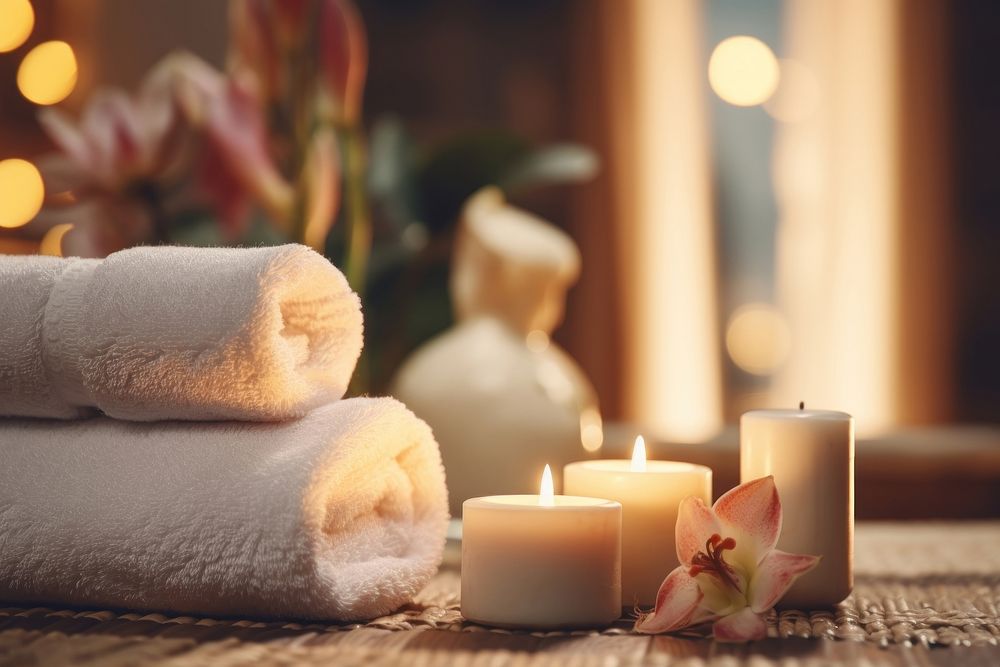 Candle lighting towel spa. 