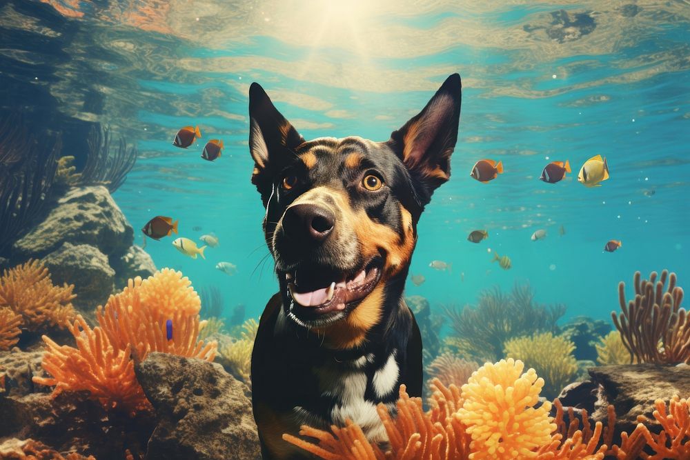 Dog underwater outdoors animal. AI generated Image by rawpixel.