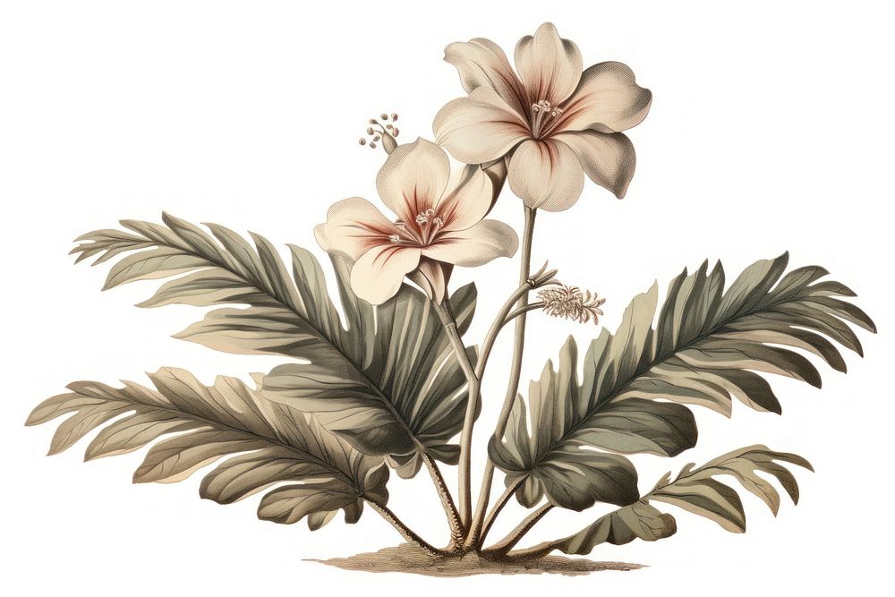 Drawing plant flower sketch. AI generated Image by rawpixel.