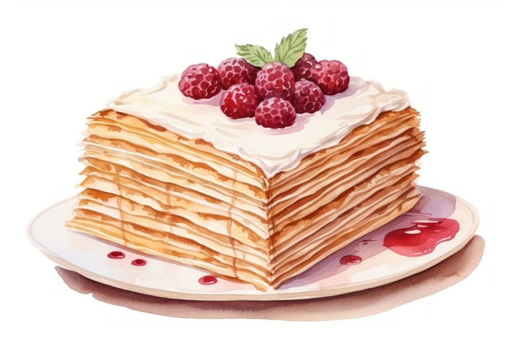 Cake raspberry dessert pancake. AI generated Image by rawpixel.