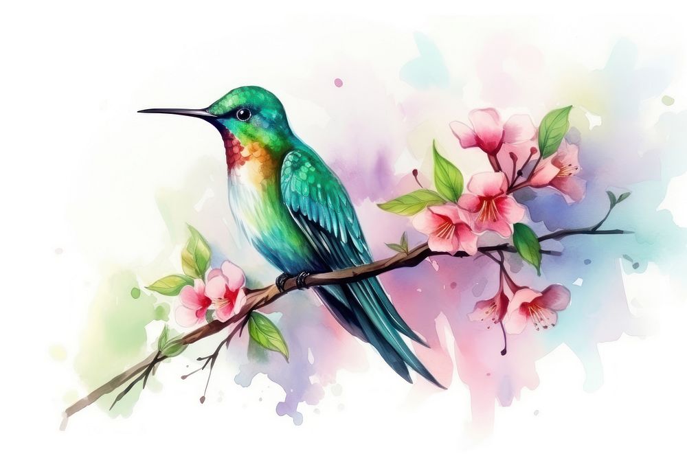 Hummingbird animal flower plant. AI generated Image by rawpixel.