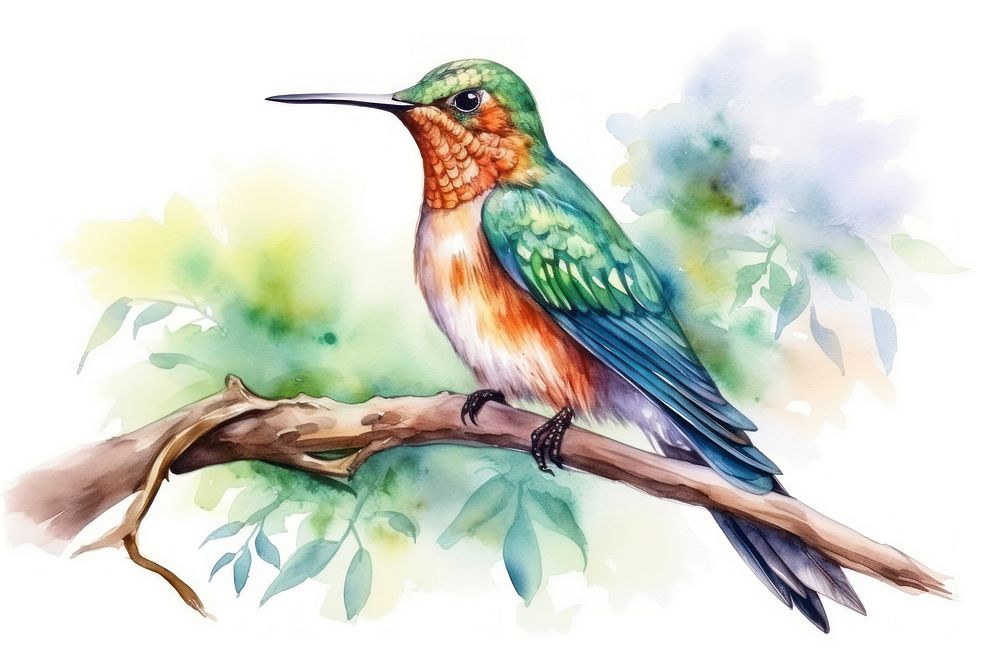 Hummingbird animal beak tree. AI generated Image by rawpixel.