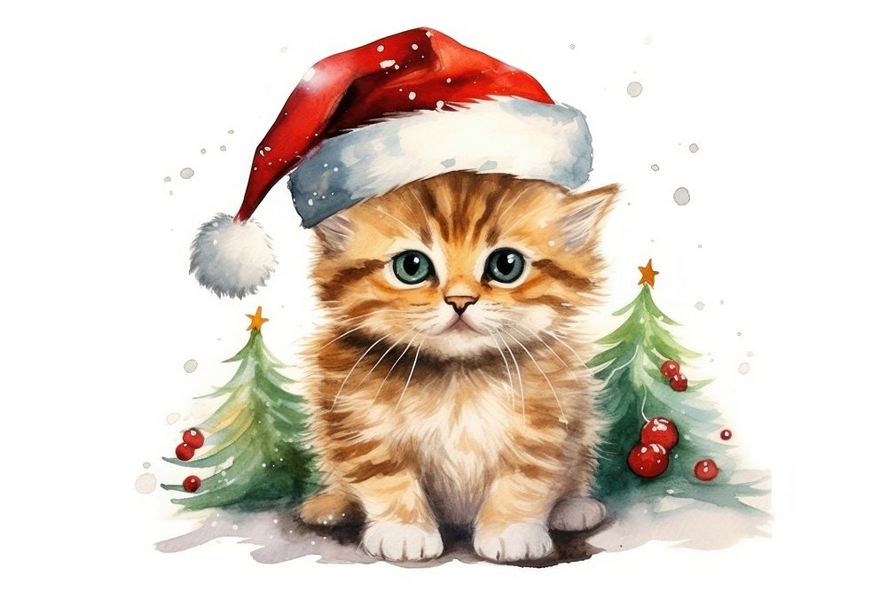 Christmas kitten mammal animal. AI generated Image by rawpixel.