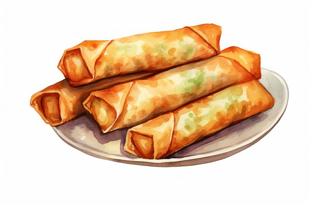 Food white background chinese food spring roll. AI generated Image by rawpixel.