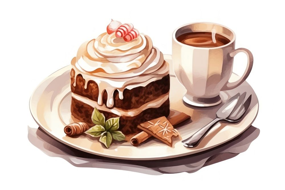 Dessert cake chocolate coffee. AI generated Image by rawpixel.