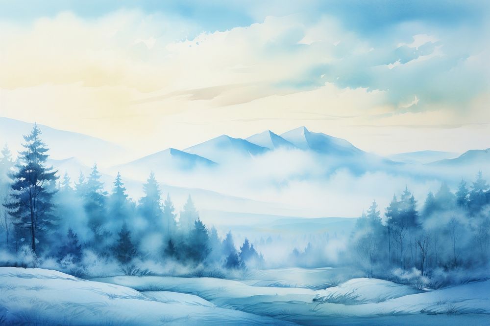 Landscape outdoors painting nature. AI generated Image by rawpixel.