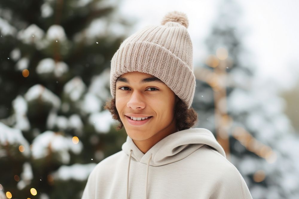 Holiday beanie person smile. AI generated Image by rawpixel.