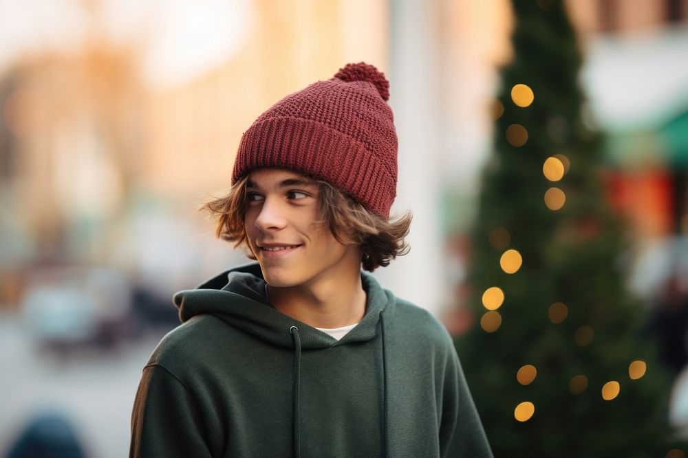 Holiday beanie street person. AI generated Image by rawpixel.