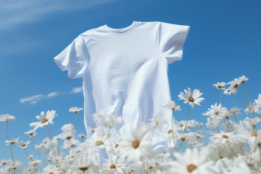 T-shirt flower field. AI generated Image by rawpixel.