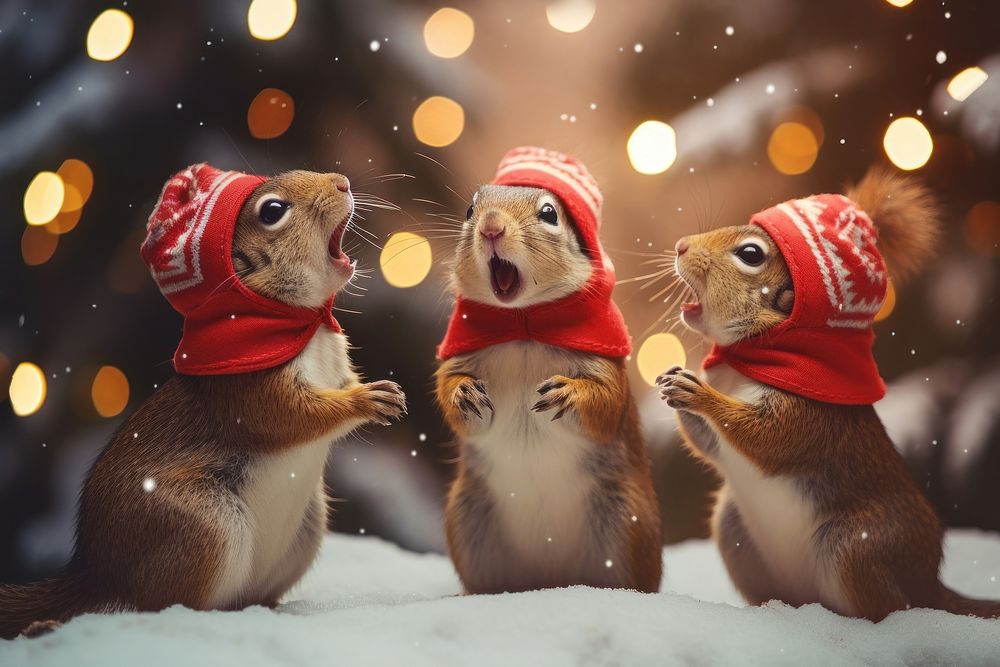 Snow christmas mammal animal. AI generated Image by rawpixel.
