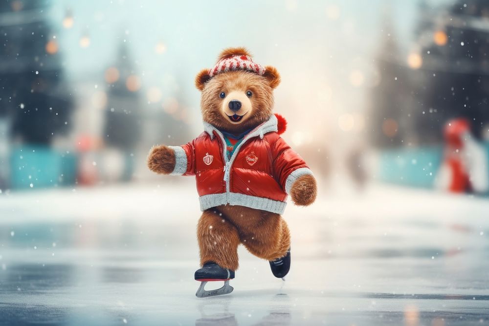 Christmas winter cute bear. AI generated Image by rawpixel.