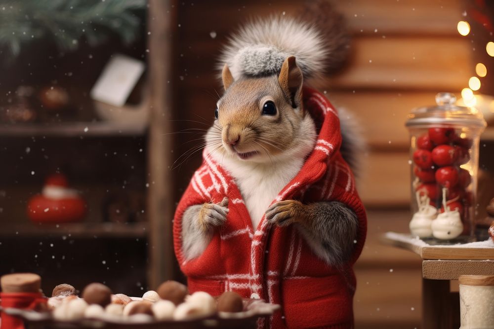 Squirrel christmas mammal animal. AI generated Image by rawpixel.