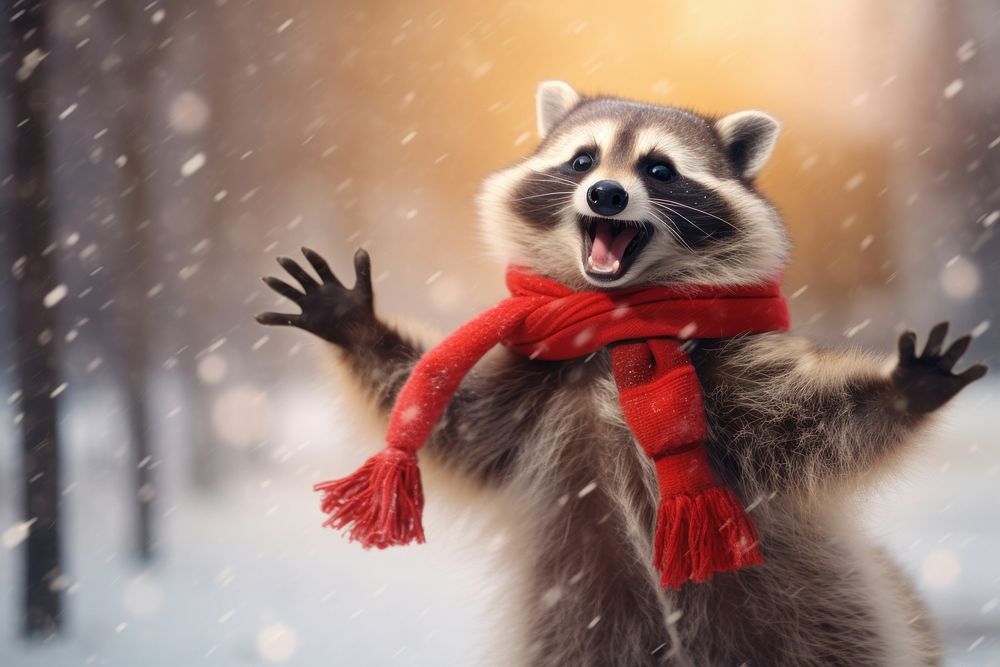 Raccoon outdoors mammal animal. AI generated Image by rawpixel.