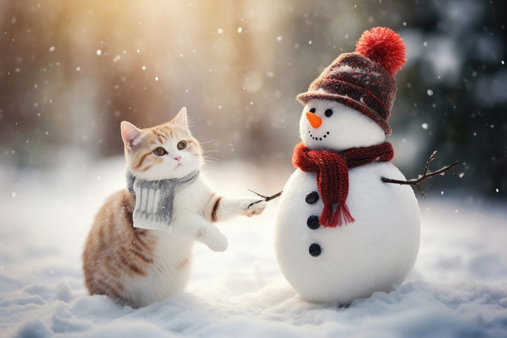 Snowman christmas outdoors animal. AI generated Image by rawpixel.