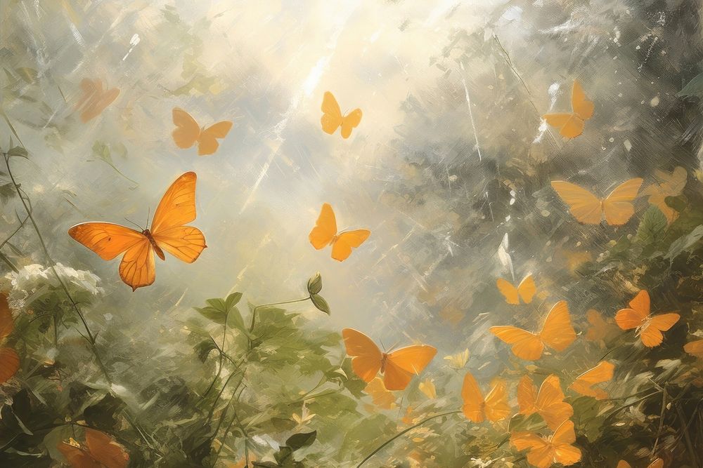 Painting butterfly outdoors insect. AI generated Image by rawpixel.