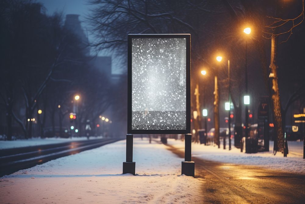 Winter street snow outdoors. 