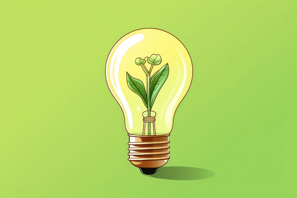 Light lightbulb cartoon green. AI generated Image by rawpixel.