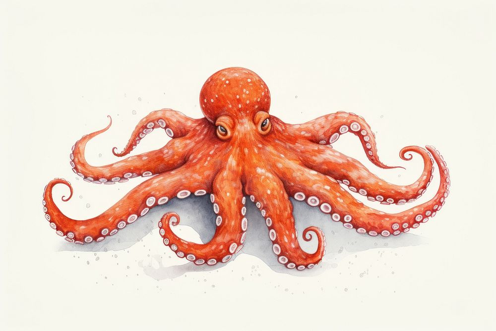 Octopus animal invertebrate cephalopod, digital paint illustration. AI generated image