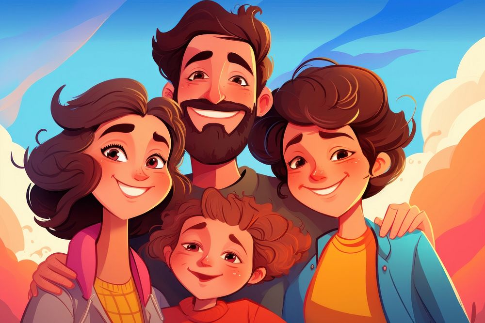 Cheerful drawing father family. AI generated Image by rawpixel.