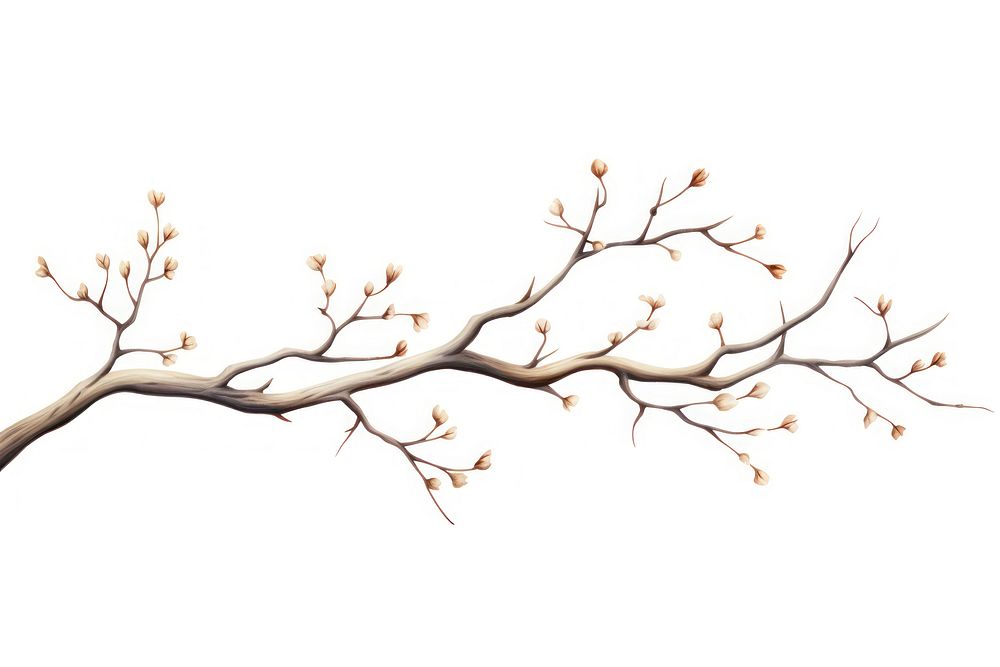 Tree branch plant white background. AI generated Image by rawpixel.
