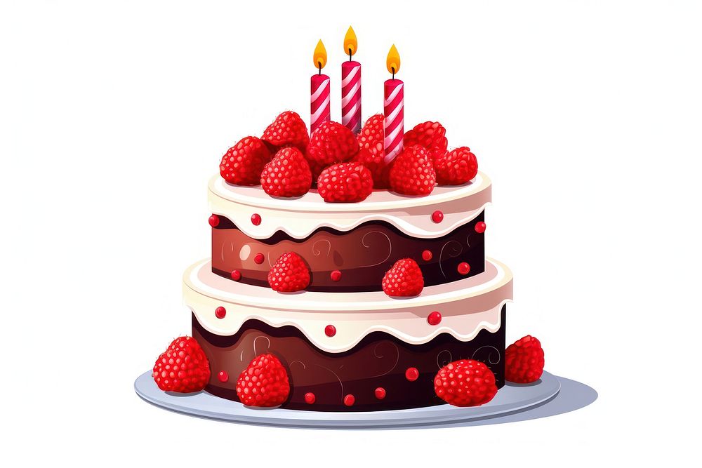 Cake raspberry birthday dessert. AI generated Image by rawpixel.