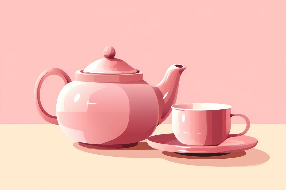 Cup teapot pink mug. AI generated Image by rawpixel.