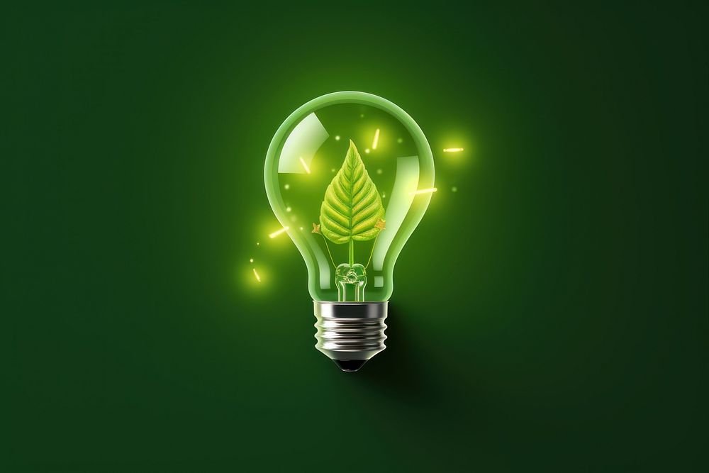 Light green lightbulb electricity