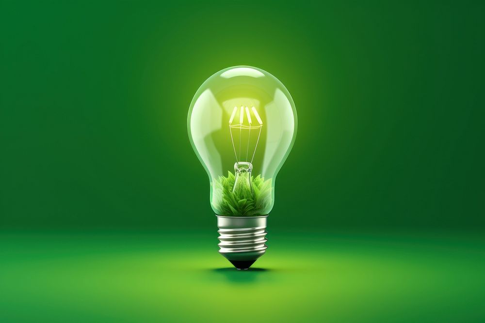 Light green lightbulb electricity. AI generated Image by rawpixel.