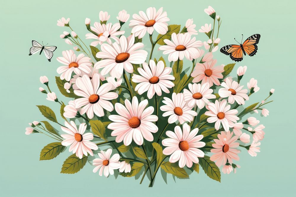 Flower daisy butterfly pattern. AI generated Image by rawpixel.