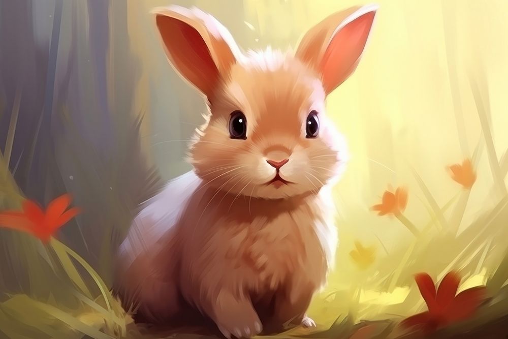 Portrait animal mammal rabbit. AI generated Image by rawpixel.