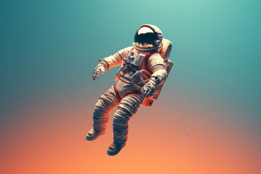 Astronaut parachuting recreation adventure. AI generated Image by rawpixel.