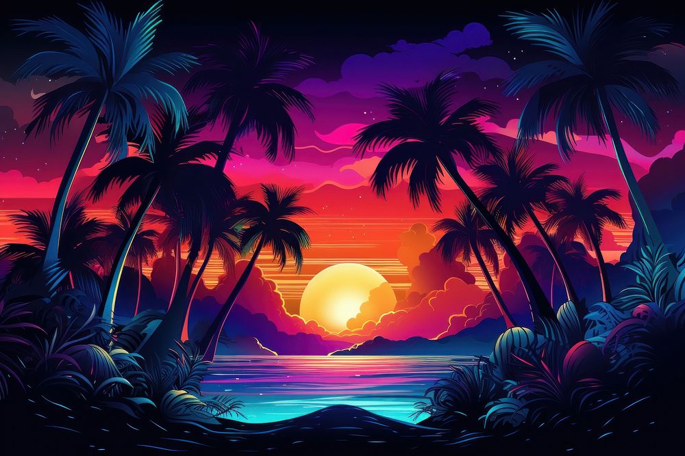 Outdoors tropical tropics sunset. AI generated Image by rawpixel.