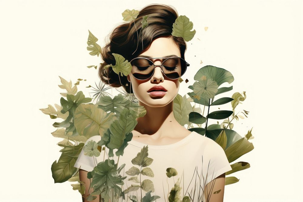 Plant sunglasses portrait adult. 