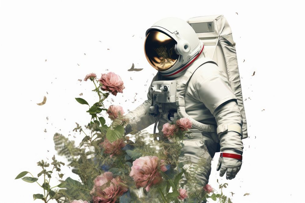 Astronaut plant flower adult. AI generated Image by rawpixel.