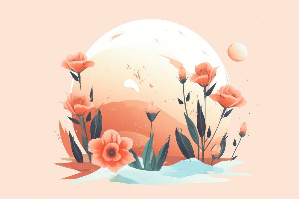 Flower drawing plant tranquility. AI generated Image by rawpixel.