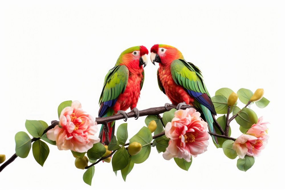 Parrot flower animal green. 