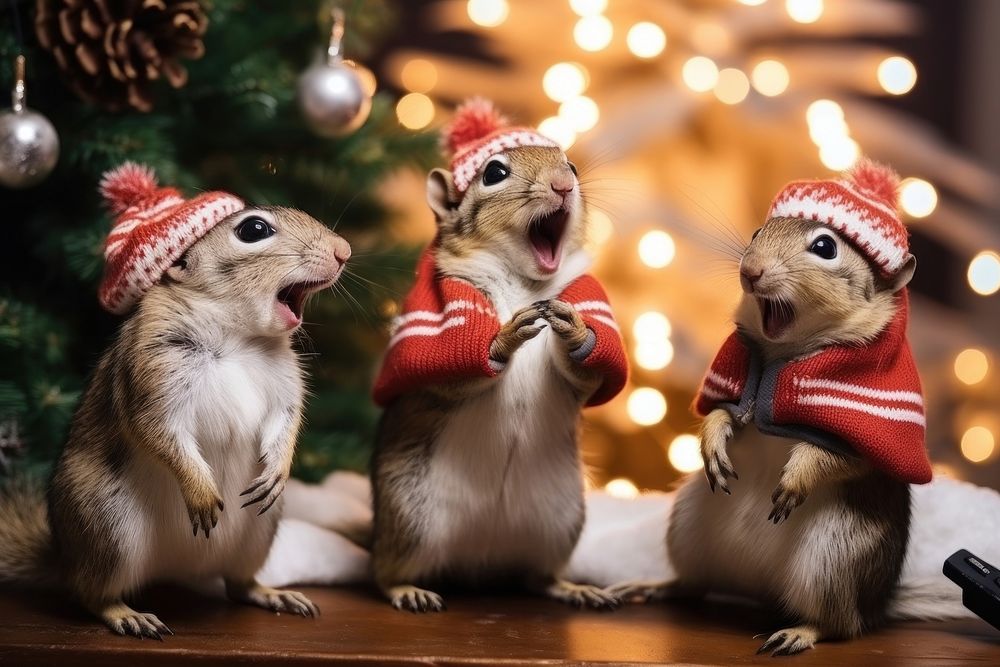Christmas squirrel animal mammal. AI generated Image by rawpixel.