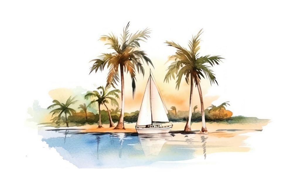 Sailboat painting outdoors vehicle. AI generated Image by rawpixel.
