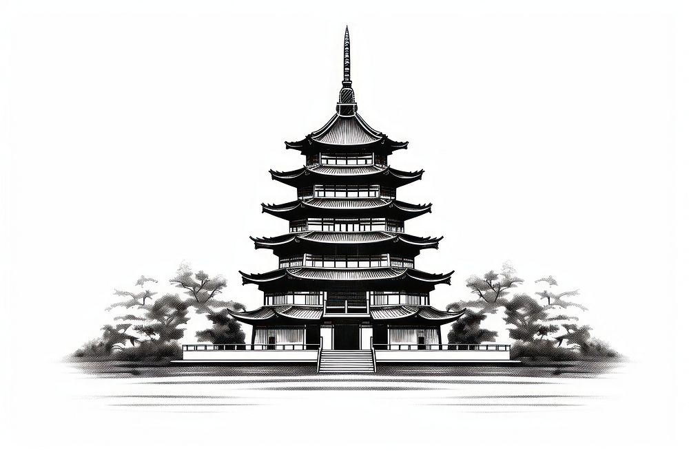 Pagoda architecture building temple. AI generated Image by rawpixel.