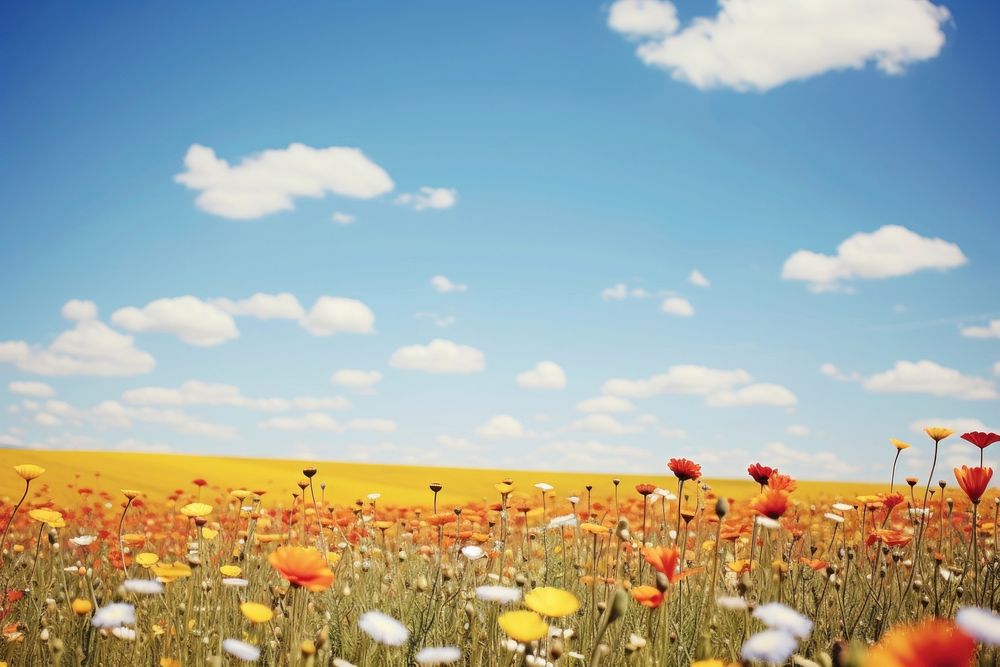 Landscape flower field. 