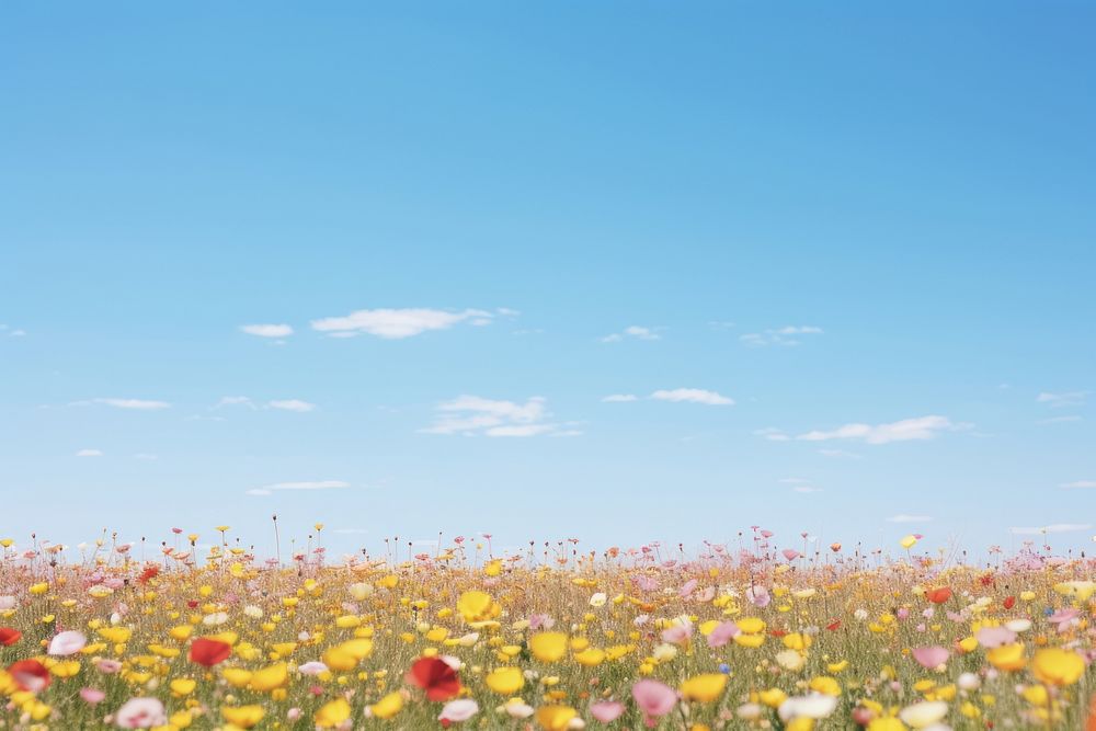 Flower field backgrounds landscape. AI generated Image by rawpixel.