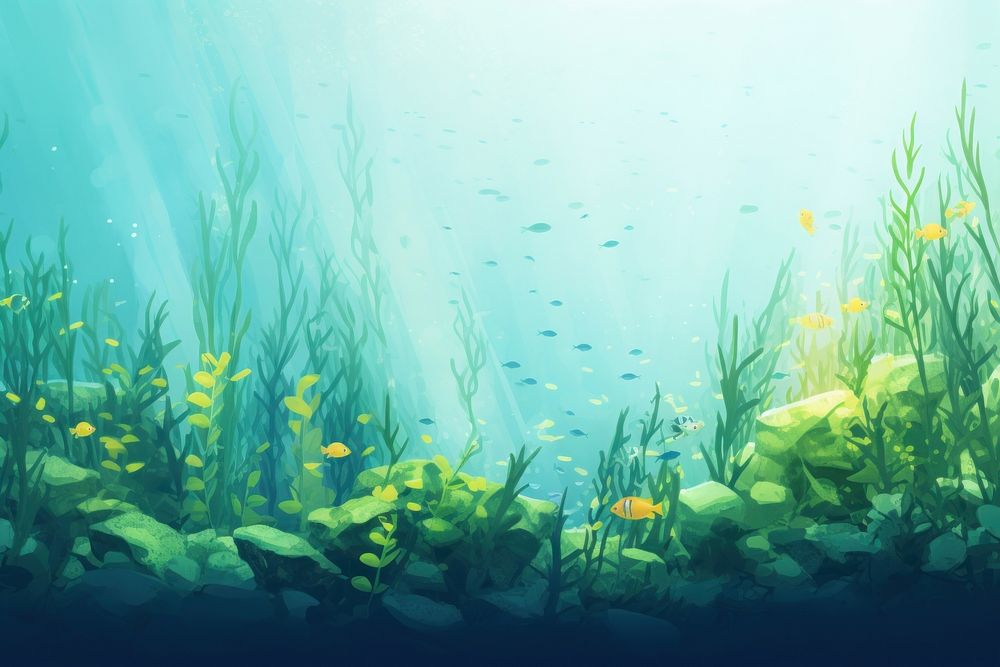 Fish sea underwater outdoors, digital paint illustration. AI generated image
