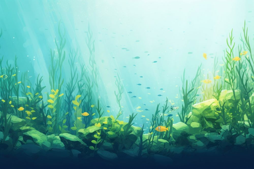 Fish sea underwater outdoors, digital paint illustration.