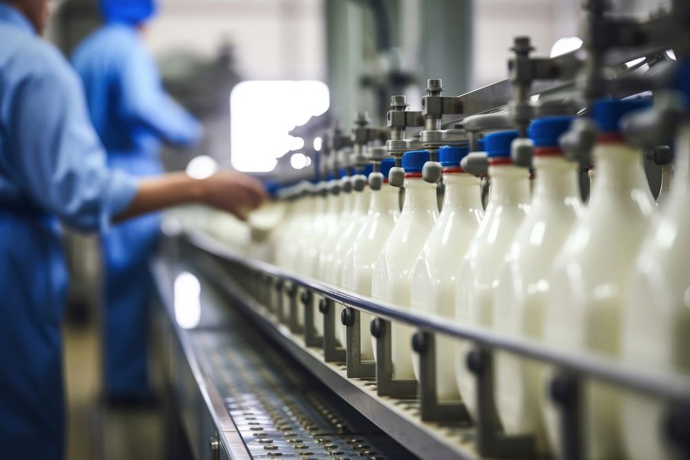 Dairy factory working bottle. AI generated Image by rawpixel.