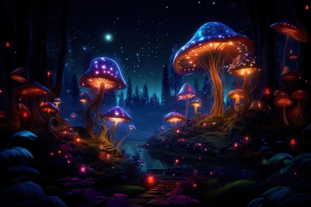 Night mushroom outdoors fantasy. | Premium Photo Illustration - rawpixel