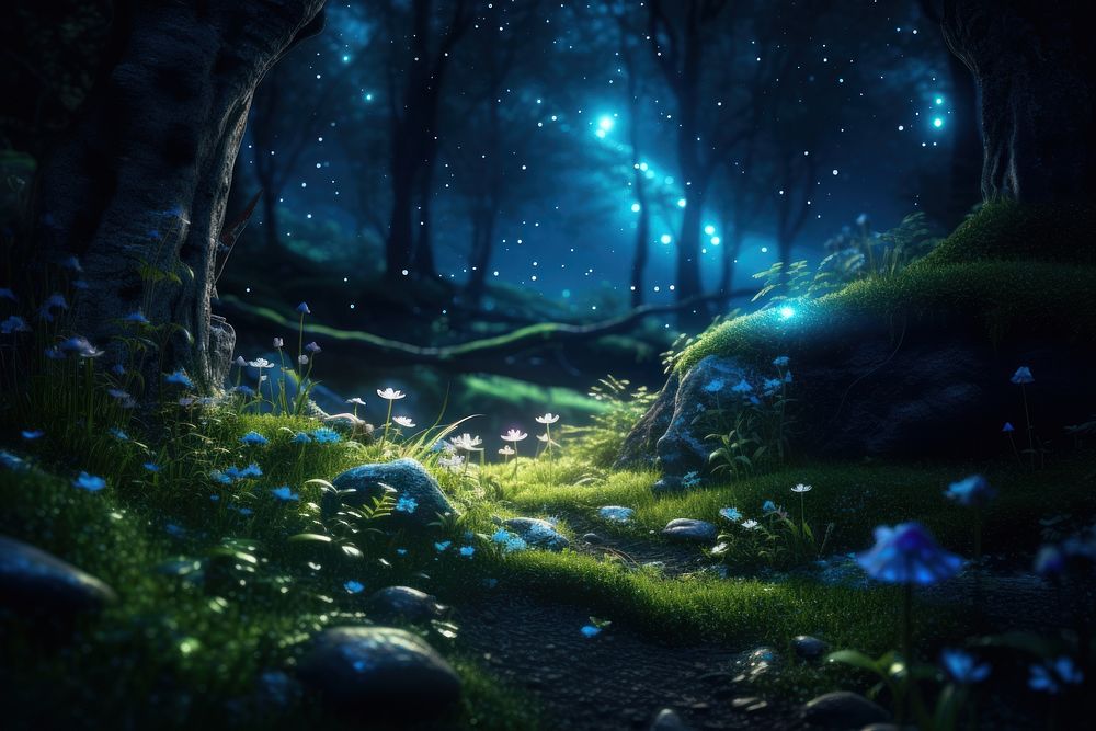 Forest night landscape outdoors. | Premium Photo Illustration - rawpixel