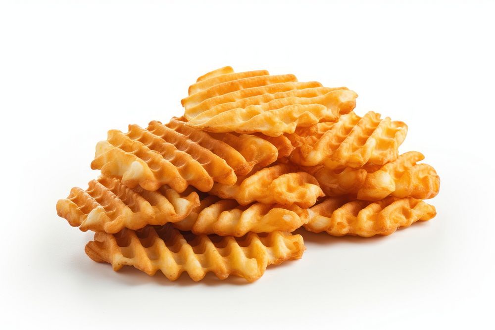 Waffle fries food white background breakfast. AI generated Image by rawpixel.