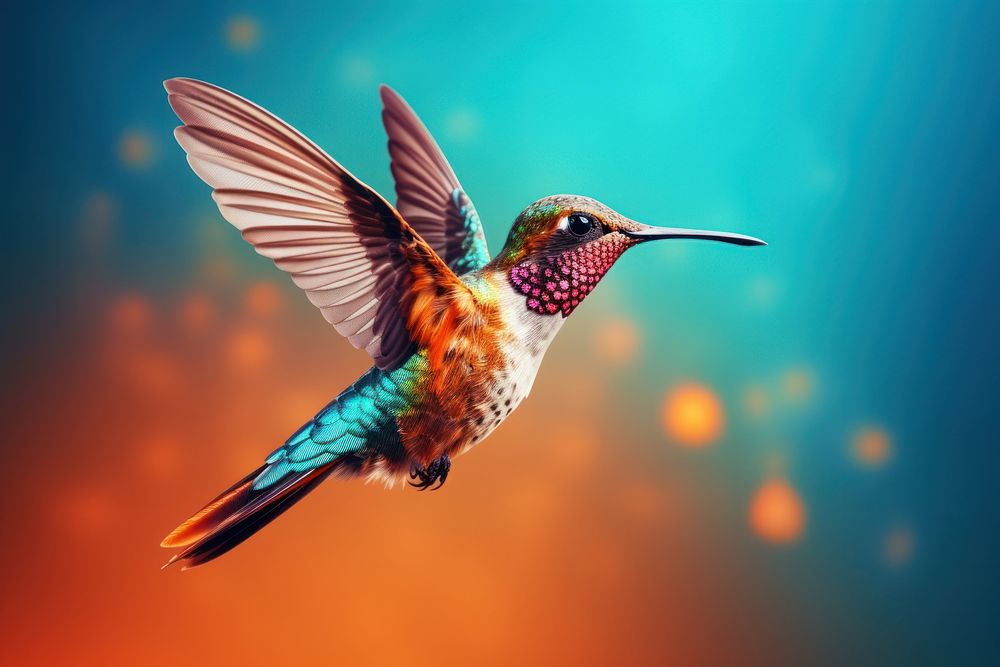Hummingbird animal wildlife hovering. AI generated Image by rawpixel.