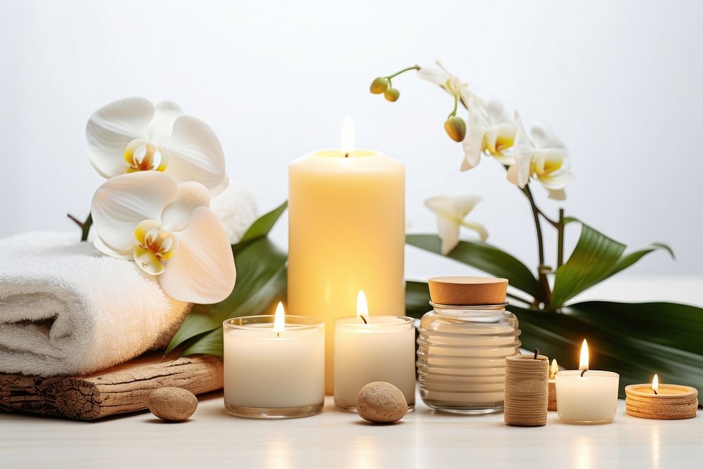 Candle flower plant spa. AI generated Image by rawpixel.