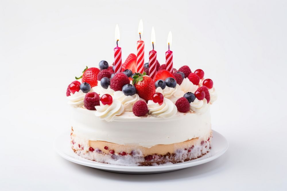 Cake birthday dessert berry. AI generated Image by rawpixel.